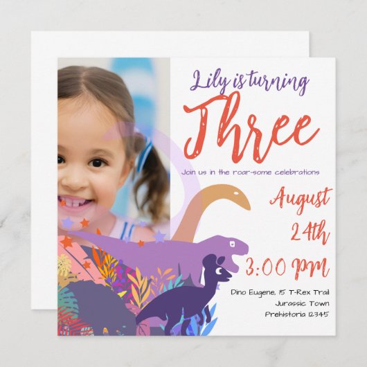 Invitation Dinosaure Dinosaure - Rar-some fête d'anniversaire (Devant / Derrière)