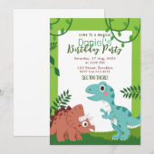 Invitation Dinosaure enfantin coloré Jouer (Devant / Derrière)