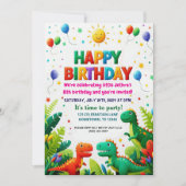 Invitation Dinosaure Enfants colorés fête d'anniversaire (Devant)