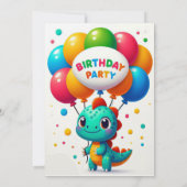 Invitation Dinosaure Enfants colorés fête d'anniversaire (Dos)