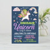 Invitation Dinosaure et Licorne - INVITATION POUR (Debout devant)