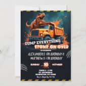 Invitation Dinosaure et poussoir coincé Anniversaire conjoint (Devant)