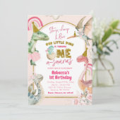 Invitation Dinosaure Girl Turl One A-Saurus 1er anniversaire (Debout devant)