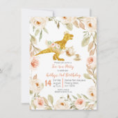 Invitation Dinosaure Gold Tea Party 1er anniversaire (Devant)