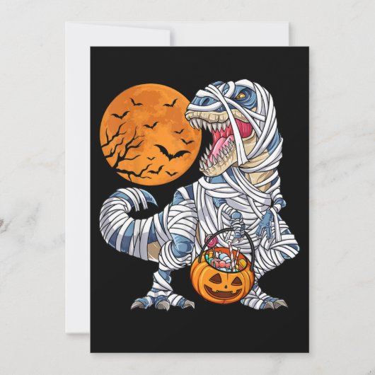 Invitation Dinosaure Halloween T rex Momie Citrouille (Devant)