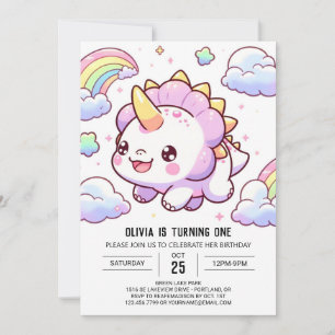 Invitation Dinosaure magique 1er anniversaire