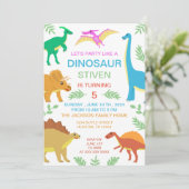 Invitation Dinosaure mignon Anniversaire coloré (Debout devant)