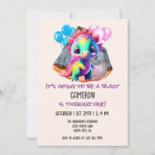 Invitation Dinosaure mignon pour être le premier anniversaire (Devant)