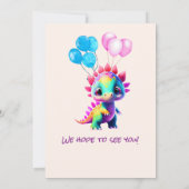 Invitation Dinosaure mignon pour être le premier anniversaire (Dos)