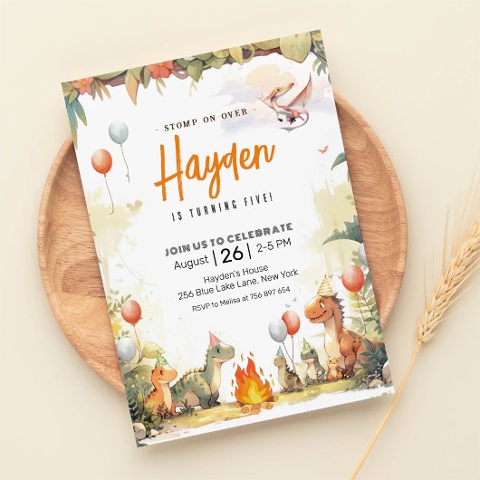 Invitation Dinosaure moderne Anniversaire Jurassique Dinosaur