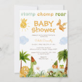 Invitation Dinosaure moderne blanc Baby shower neutre genre (Devant)