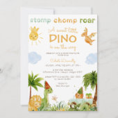 Invitation Dinosaure moderne blanc doux petit Baby shower (Devant)