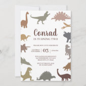 Invitation Dinosaure moderne Jurassique fête d'anniversaire m (Devant)