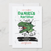 Invitation dinosaure modifiable, fête d'anniversai (Devant)