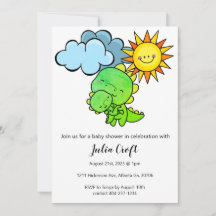 Dinosaure Neutre Genre Baby shower Cute Invitatiat
