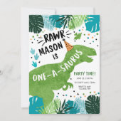 Invitation Dinosaure One-A-Saurus RAWR 1er Anniversaire Invi (Devant)