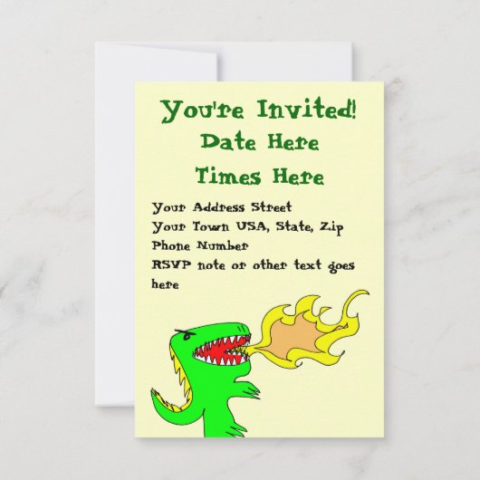 Invitation Dinosaure ou Dragon Art par petit t + Joseph Adams (Dos)