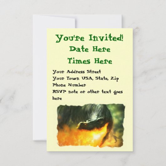Invitation Dinosaure ou dragon respirant le feu par Michael M (Dos)