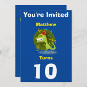 Invitation Dinosaure Personnalisé - Anniversaire a (Devant / Derrière)