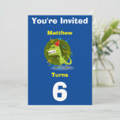 Invitation Dinosaure Personnalisé - Anniversaire a (Debout devant)