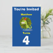 Invitation Dinosaure Personnalisé - Anniversaire a (Debout devant)