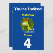 Invitation Dinosaure Personnalisé - Anniversaire a (Devant / Derrière)