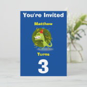 Invitation Dinosaure Personnalisé - Anniversaire a (Debout devant)