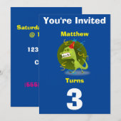 Invitation Dinosaure Personnalisé - Anniversaire a (Devant / Derrière)