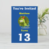 Invitation Dinosaure Personnalisé - Anniversaire a (Debout devant)