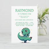 Invitation Dinosaure personnalisé fête d'anniversaire (Debout devant)