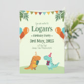 Invitation Dinosaure Personnalisé pour l'anniversaire des enf (Debout devant)