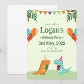 Invitation Dinosaure Personnalisé pour l'anniversaire des enf (Devant / Derrière)