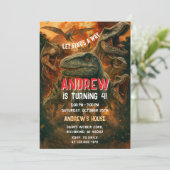 Invitation Dinosaure personnel anniversaire T-Rex (Debout devant)