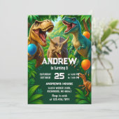 Invitation Dinosaure personnel T-Rex fête d'anniversaire Dino (Debout devant)