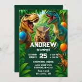 Invitation Dinosaure personnel T-Rex fête d'anniversaire Dino (Devant / Derrière)