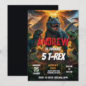 Invitation Dinosaure personnel T-Rex fête d'anniversaire pour (Devant / Derrière)