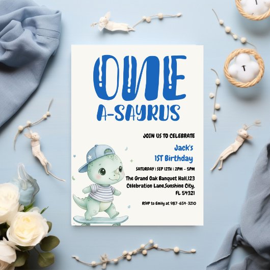 Invitation Dinosaure Premier Anniversaire, Skateboard Dinos 1