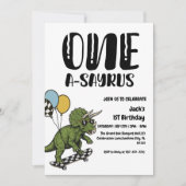 Invitation Dinosaure Premier Anniversaire, Skateboard Dinos 1 (Devant)