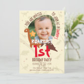 Invitation Dinosaure Roaring personnalisé 1er anniversaire (Debout devant)