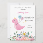 Invitation Dinosaure rose (Devant)