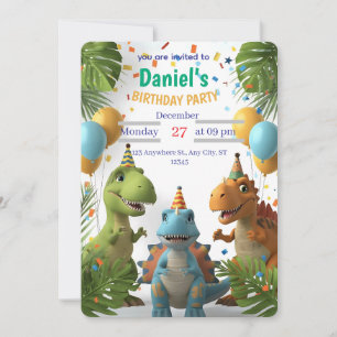 Invitation Dinosaure rugissant Boys Anniversaire Fête Invitat