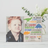 Invitation dinosaure rustique anniversaire photo garçon premi (Debout devant)
