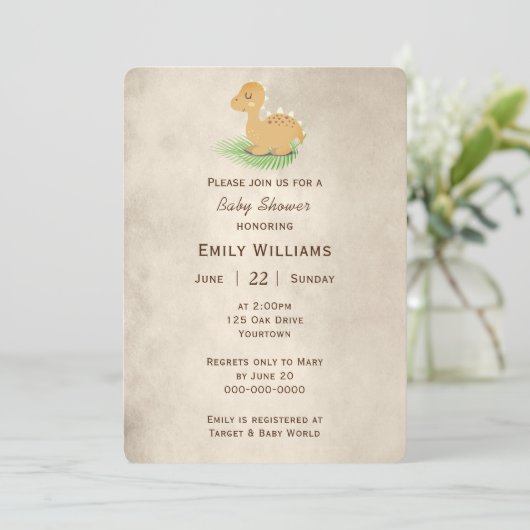 Invitation Dinosaure Sepia (Debout devant)