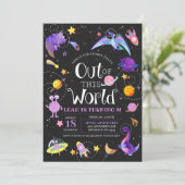 Invitation Dinosaure Spatial De Ce Monde De L'Anniversaire De (Debout devant)