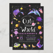 Invitation Dinosaure Spatial De Ce Monde De L'Anniversaire De (Devant / Derrière)