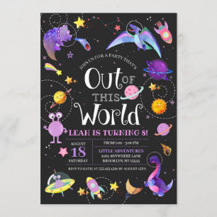 Invitation Dinosaure Spatial De Ce Monde De L'Anniversaire De