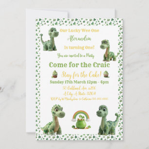 Invitation dinosaure St Patricks Lucky One