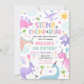 Invitation Dinosaure Stomp Chomp Et Roar T-Rex Anniversaire (Devant)