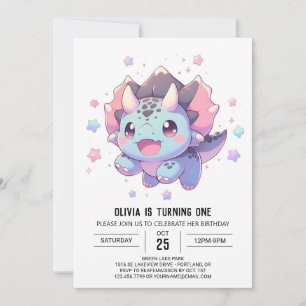 Invitation Dinosaure sucré mythique 1er anniversaire