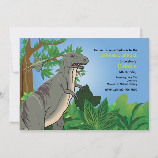 Invitation Dinosaure T-Rex en Forêt (Devant)
